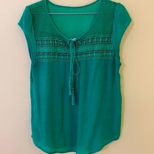 Green Boho Summer Blouse